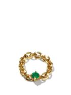 Matchesfashion.com Lizzie Mandler - Knife Edge Emerald & 18kt Gold Chain Ring - Womens - Green Gold