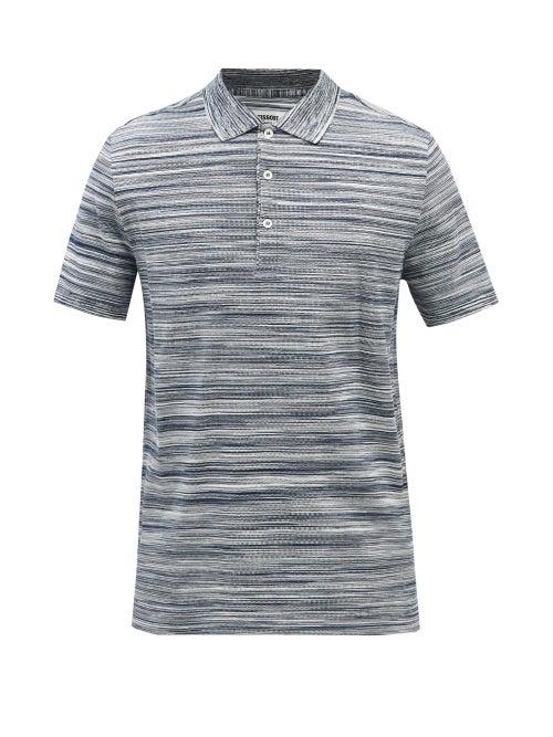 Missoni - Striped Cotton-piqu Polo Shirt - Mens - Navy Multi