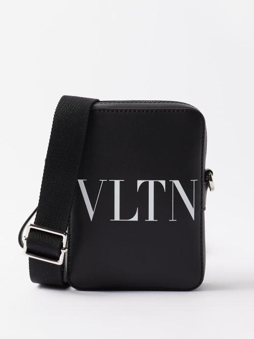 Valentino Garavani - Vltn-print Leather Cross-body Bag - Mens - Black White