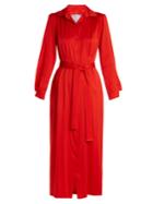 Dovima Paris Mason Waist-tie Stretch-silk Satin Shirtdress