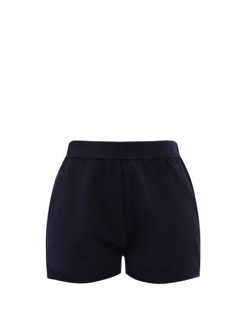 Allude - High-rise Wool-blend Shorts - Womens - Navy