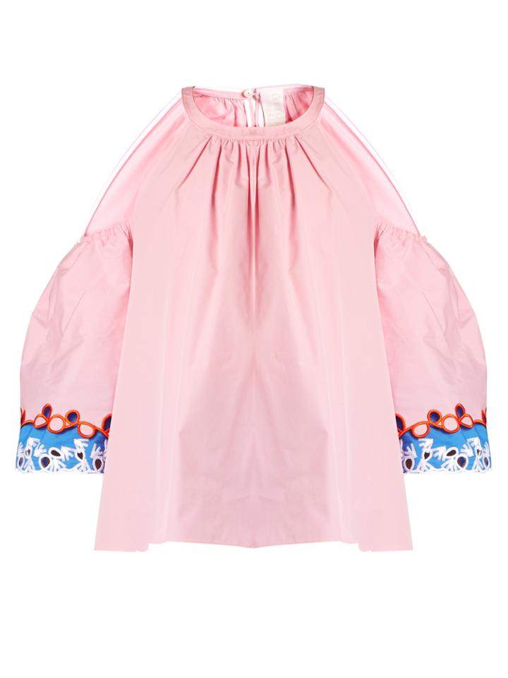 Peter Pilotto Embroidered-cuff Cold-shoulder Top