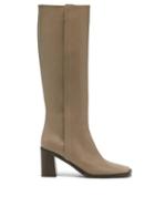 The Row - Patch Leather Knee-high Boots - Womens - Beige