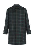 Matchesfashion.com Prada - Single Breasted Check Wool Overcoat - Mens - Green Multi