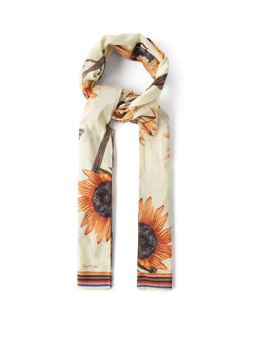 Paul Smith - Sunflower-print Cotton Scarf - Mens - Orange