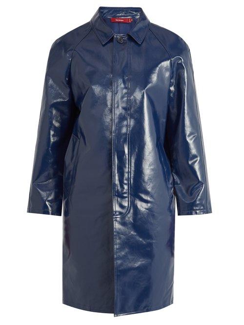Matchesfashion.com Sies Marjan - Point Collar Coated Cotton Trench Coat - Mens - Navy