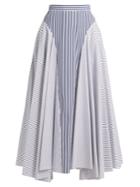 Adam Lippes Handkerchief-hem Striped Cotton Skirt