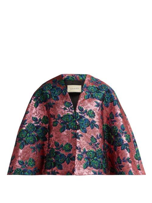 Matchesfashion.com Gucci - Floral Metallic Brocade Cape - Womens - Pink