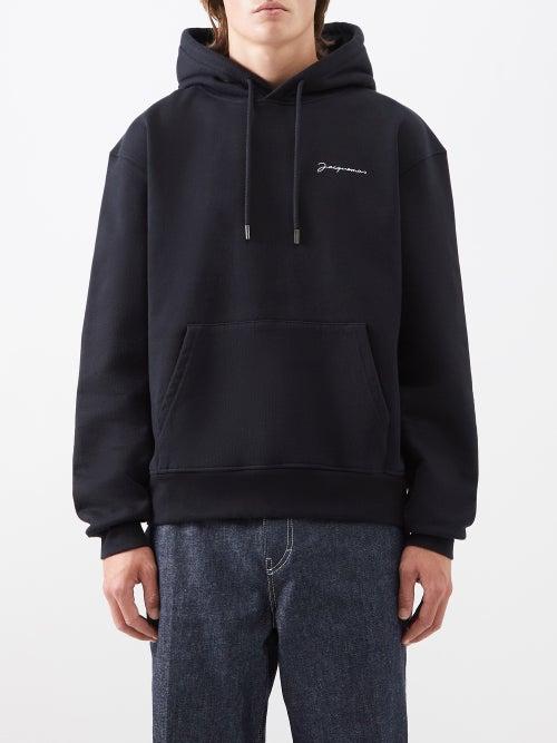 Jacquemus - Logo-embroidered Organic-cotton Hoodie - Mens - Black