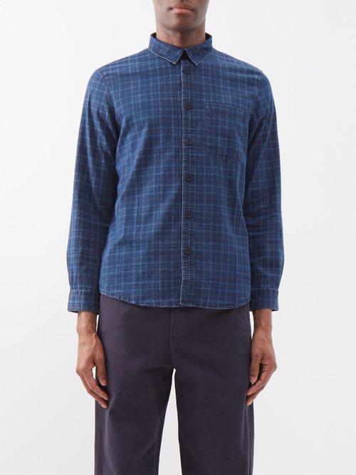 A.p.c. - Enrico Checked Cotton-chambray Shirt - Mens - Blue Multi