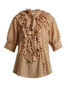 Lee Mathews Ingall Polka-dot Cotton And Silk Blend Blouse