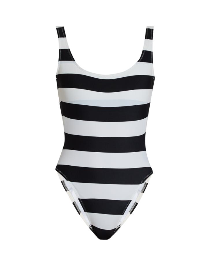 Norma Kamali Mio Scoop-back Striped Swimsuit