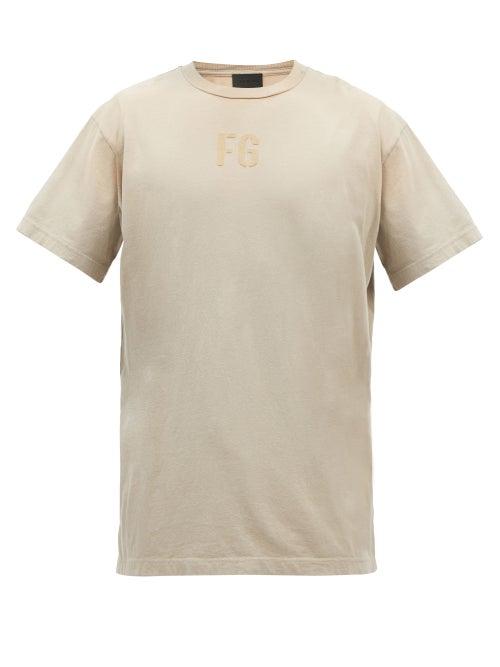 Fear Of God - Flocked-logo Cotton-jersey T-shirt - Mens - Grey