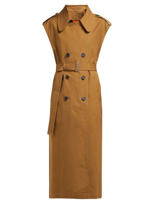 Matchesfashion.com Colville - Sleeveless Cotton Canvas Trench Coat - Womens - Dark Brown