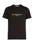 Matchesfashion.com Givenchy - Distressed Logo Cotton T Shirt - Mens - Black