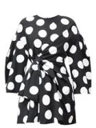 Matchesfashion.com Carolina Herrera - Knotted Polka-dot Cotton-twill Mini Dress - Womens - Black White