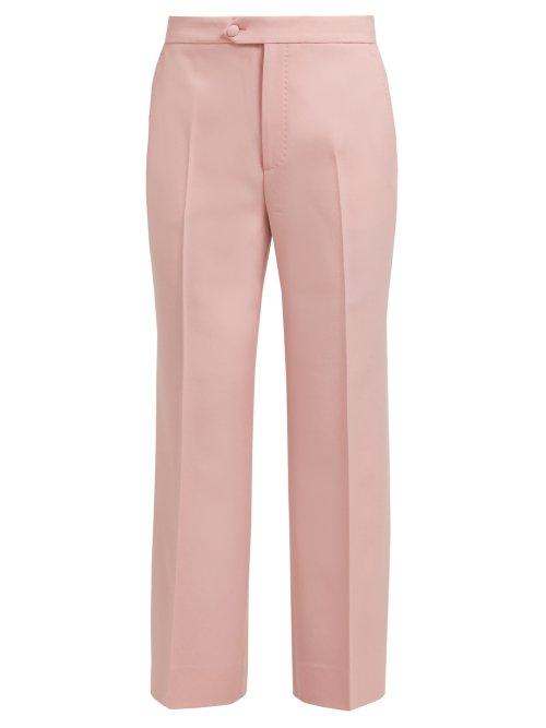 Matchesfashion.com Gucci - High Rise Wool Twill Trousers - Womens - Light Pink