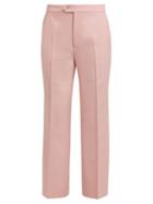 Matchesfashion.com Gucci - High Rise Wool Twill Trousers - Womens - Light Pink
