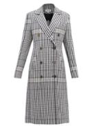 Matchesfashion.com Loewe - Oversized Button Checked Tailored Coat - Womens - Black White