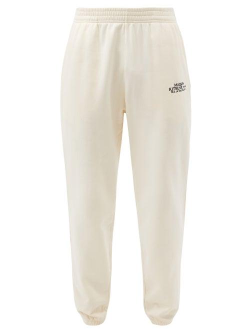 Maison Kitsun - Rue De Richelieu Cotton-jersey Track Pants - Mens - Cream