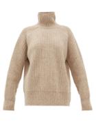 Matchesfashion.com Ami - High Neck Ribbed Wool Sweater - Womens - Beige