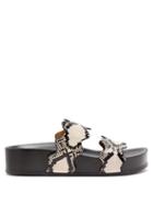 Matchesfashion.com Chlo - Lauren Double Strap Leather Flatform Sandals - Womens - Grey Multi