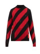 Matchesfashion.com Off-white - Distressed Striped Mohair Blend Sweater - Mens - Black Red