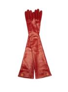 Matchesfashion.com Valentino Garavani - V-logo Leather Gloves - Womens - Red