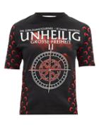 Matchesfashion.com Marine Serre - Upcycled Unheilig Print Jersey T Shirt - Womens - Black Multi