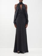 Halpern - Cutout Polka-dot Gown - Womens - Black