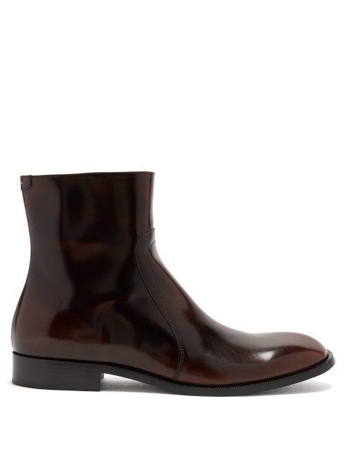 Matchesfashion.com Maison Margiela - Patent Cordovan-leather Ankle Boots - Mens - Black Brown