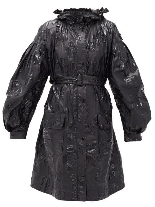 Matchesfashion.com 4 Moncler Simone Rocha - Raphaelis Floral-embossed Frilled Parka - Womens - Black