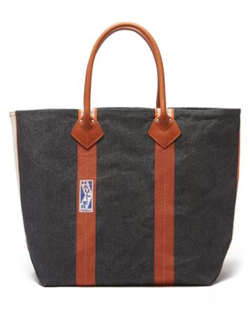 Haulier - Utility Medium Striped Canvas Tote Bag - Mens - Black