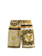 Matchesfashion.com Versace - Baroque And Leopard-print Silk Shorts - Mens - Brown