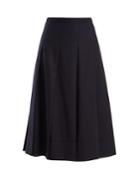 Connolly A-line Pleated Wool Midi Skirt
