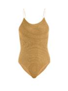 Matchesfashion.com Oseree - Lumire Metallic Swimsuit - Womens - Gold