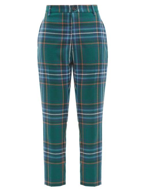 Matchesfashion.com Vivienne Westwood - James Bond Tartan Wool Straight Leg Trousers - Womens - Green Multi