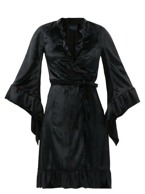 Ladies Rtw Julie De Libran - Robe De Chambre Velevet Wrap Dress - Womens - Black