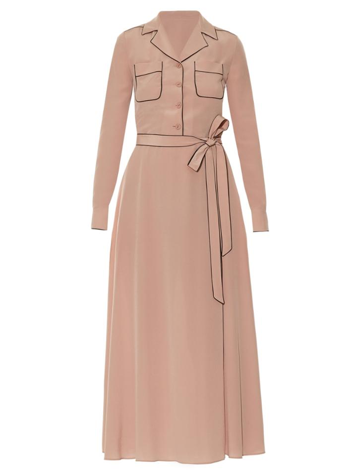 Valentino Tie-waist Silk Midi Shirtdress