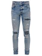 Amiri - Mx1 Distressed Skinny-leg Jeans - Mens - Blue