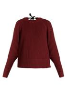 Matchesfashion.com Muveil - Tie Back Cable Knit Cotton Blend Sweater - Womens - Burgundy