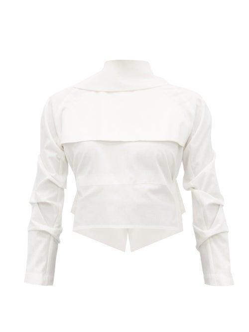 Matchesfashion.com A.w.a.k.e. Mode - Gathered Open Back Cotton Shirt - Womens - White