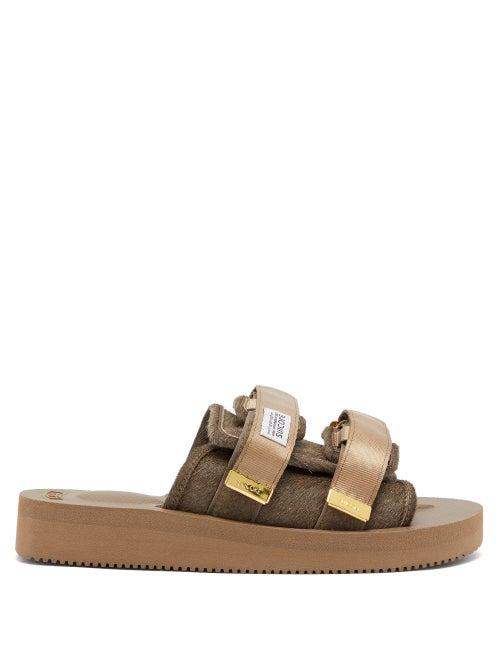 Matchesfashion.com Suicoke - Moto Vhl Calf Hair Slides - Womens - Khaki
