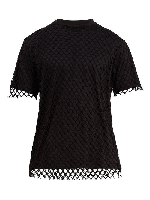 Matchesfashion.com Marques'almeida - Net Overlay Cotton Jersey T Shirt - Mens - Black