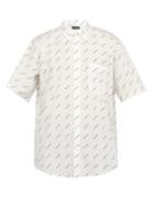 Matchesfashion.com Balenciaga - Logo Print Cotton Poplin Shirt - Mens - White Black