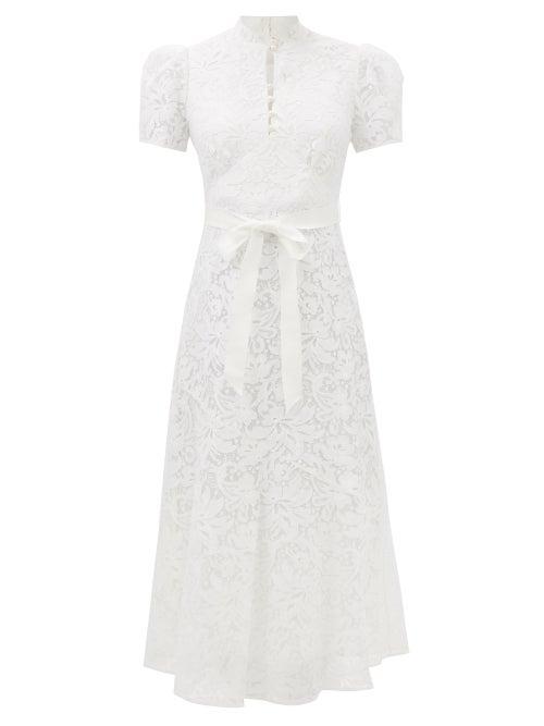 Erdem - Lauren Floral-lace Cotton-blend Midi Dress - Womens - Ivory