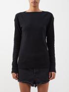 Raey - Kissing-edge Cotton Long-sleeved T-shirt - Womens - Black