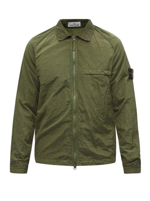 Stone Island - Logo-patch Nylon-shell Overshirt - Mens - Green