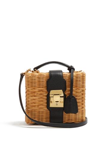 Mark Cross Harley Rattan And Leather Cross-body Bag