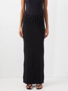 Toteme - Tie-waist Geometric Knitted Maxi Skirt - Womens - Black